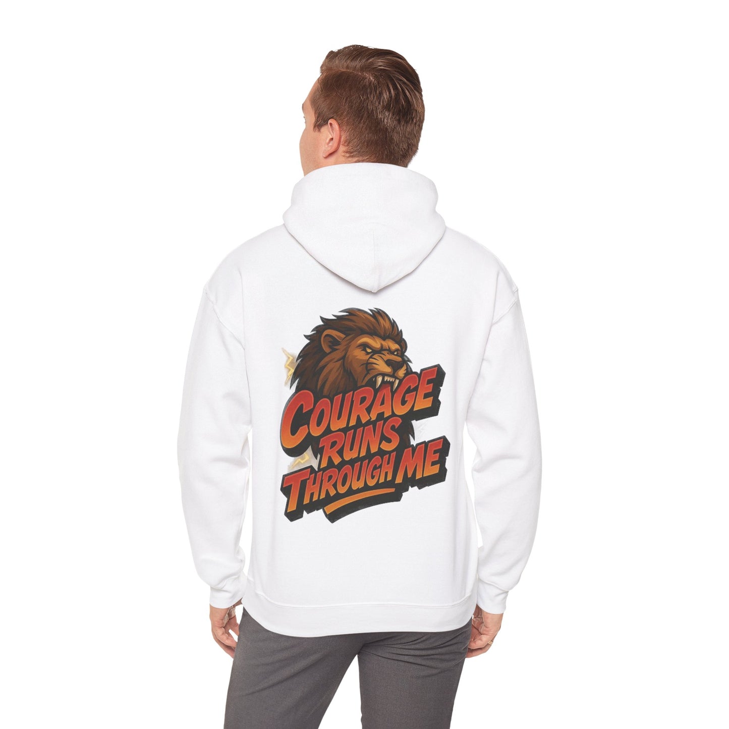 Courage Runs Through Me Hoodie - Unisex Heavy Blend Sweatshirt, Cozy Gift for Motivational Living, Perfect for Workout.