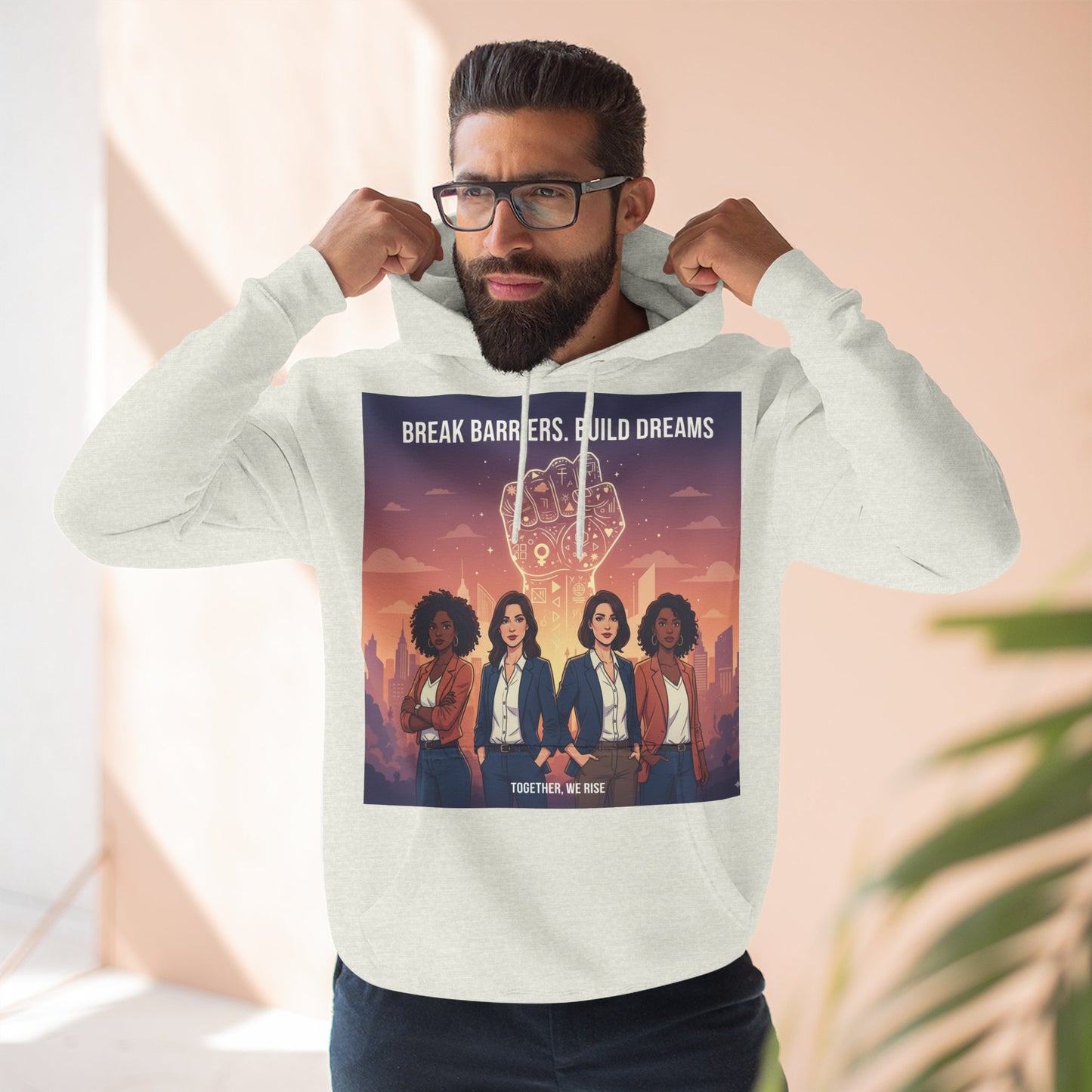 Empowering Women's Three-Panel Fleece Hoodie - Cozy, Inspirational Apparel for Dream Chasers, Gift for Her, Motivational Clothing.