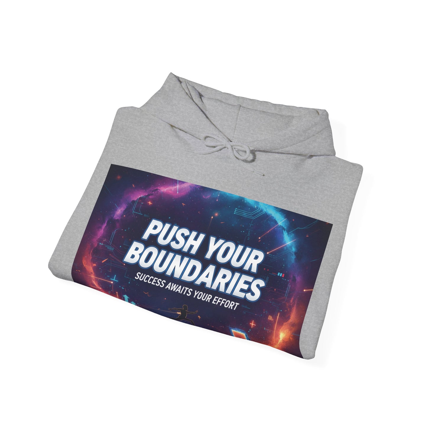 Motivational Graphic Hoodie, Push Your Boundaries Sweatshirt, Gift for Entrepreneurs, Cozy Layer for Success, Inspirational Apparel