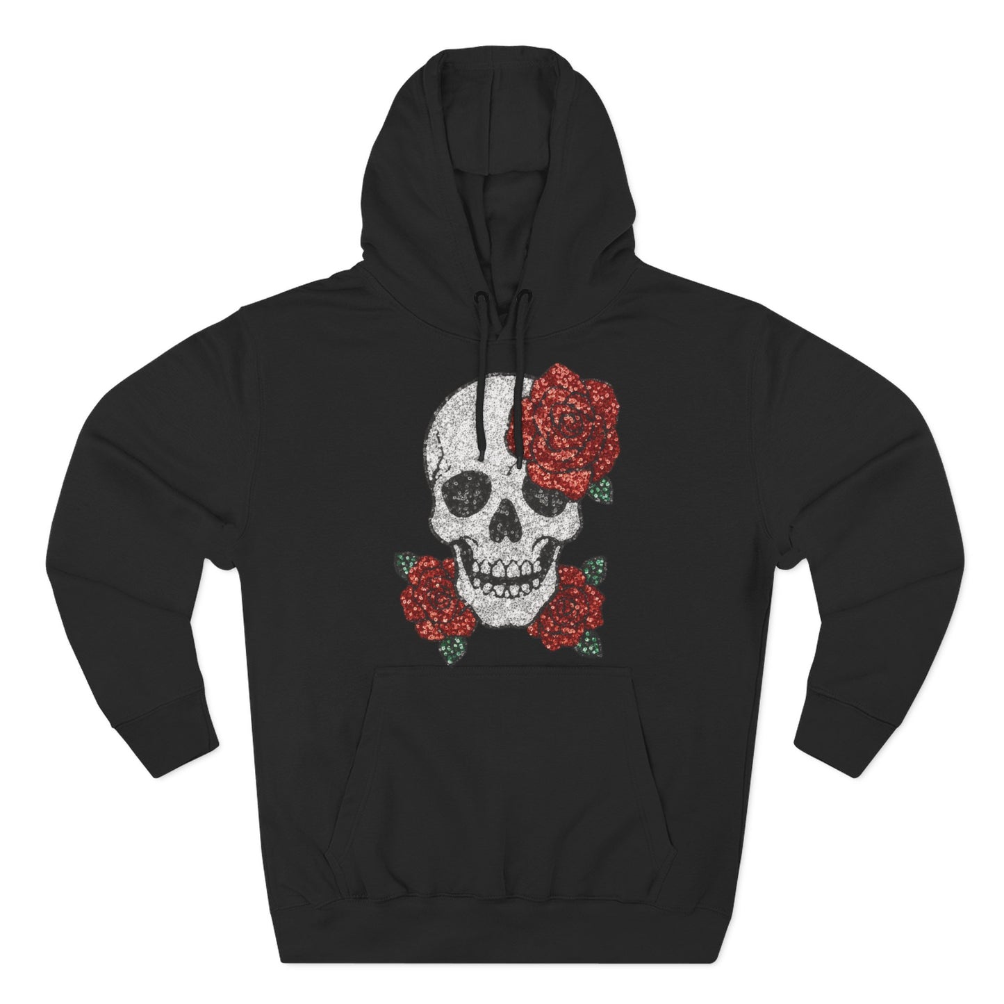 Skull and Roses Fleece Hoodie - Cozy Halloween Sweatshirt, Gothic Hoodie, Unisex Gift, Alternative Fashion, Casual Layering