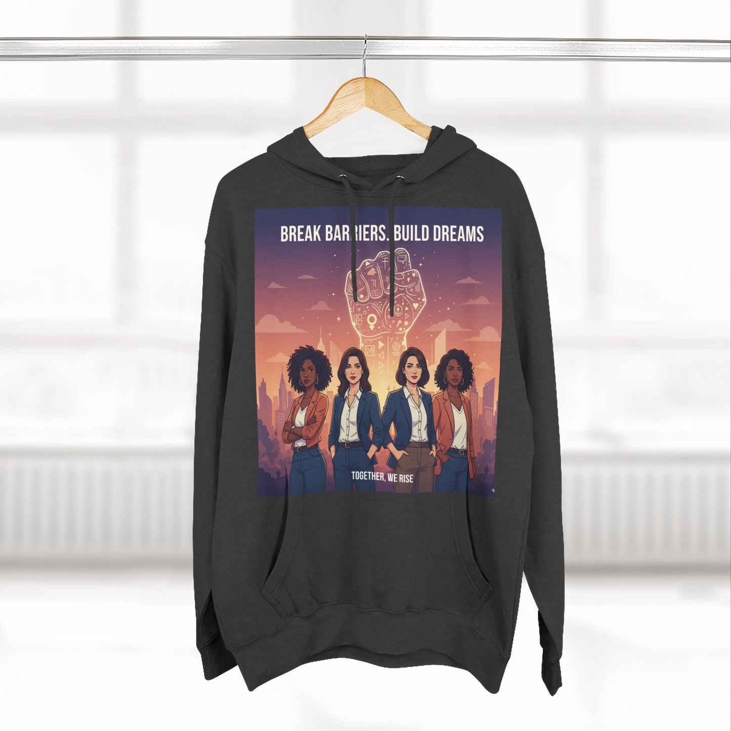 Empowering Women's Three-Panel Fleece Hoodie - Cozy, Inspirational Apparel for Dream Chasers, Gift for Her, Motivational Clothing.