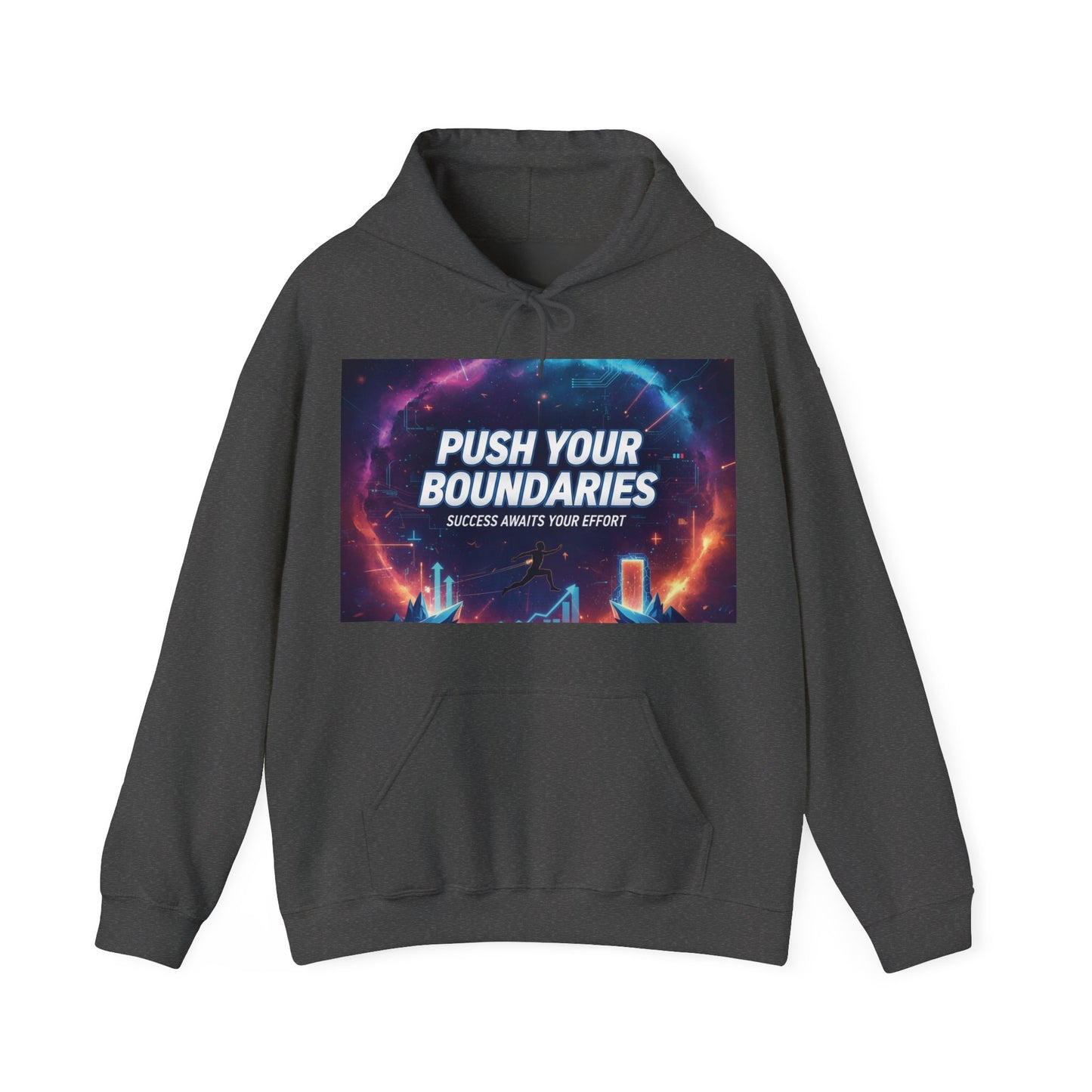 Motivational Graphic Hoodie, Push Your Boundaries Sweatshirt, Gift for Entrepreneurs, Cozy Layer for Success, Inspirational Apparel