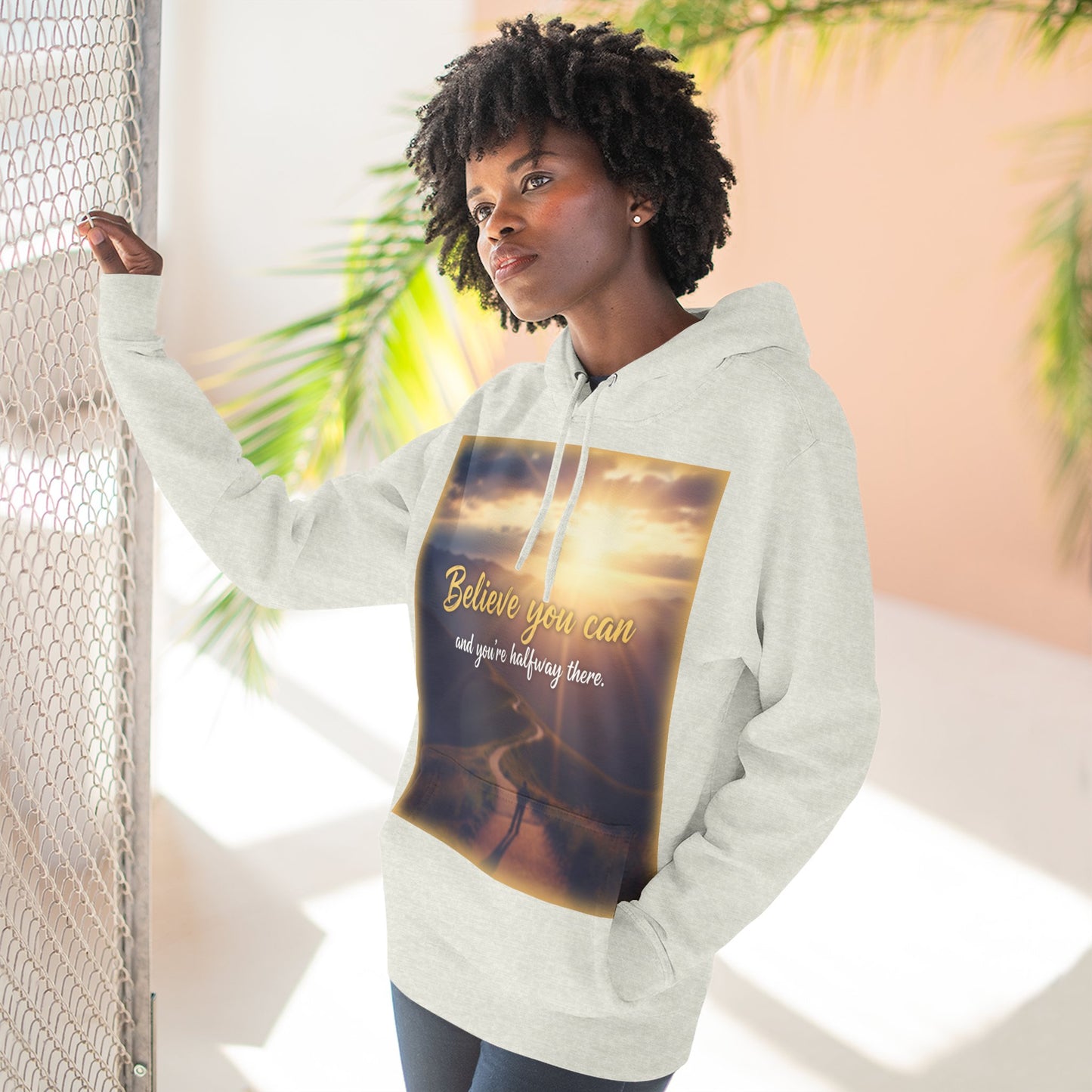 Inspirational Fleece Hoodie with Motivational Quote, Cozy Sweatshirt for All Seasons, Perfect Gift for Friends and Family