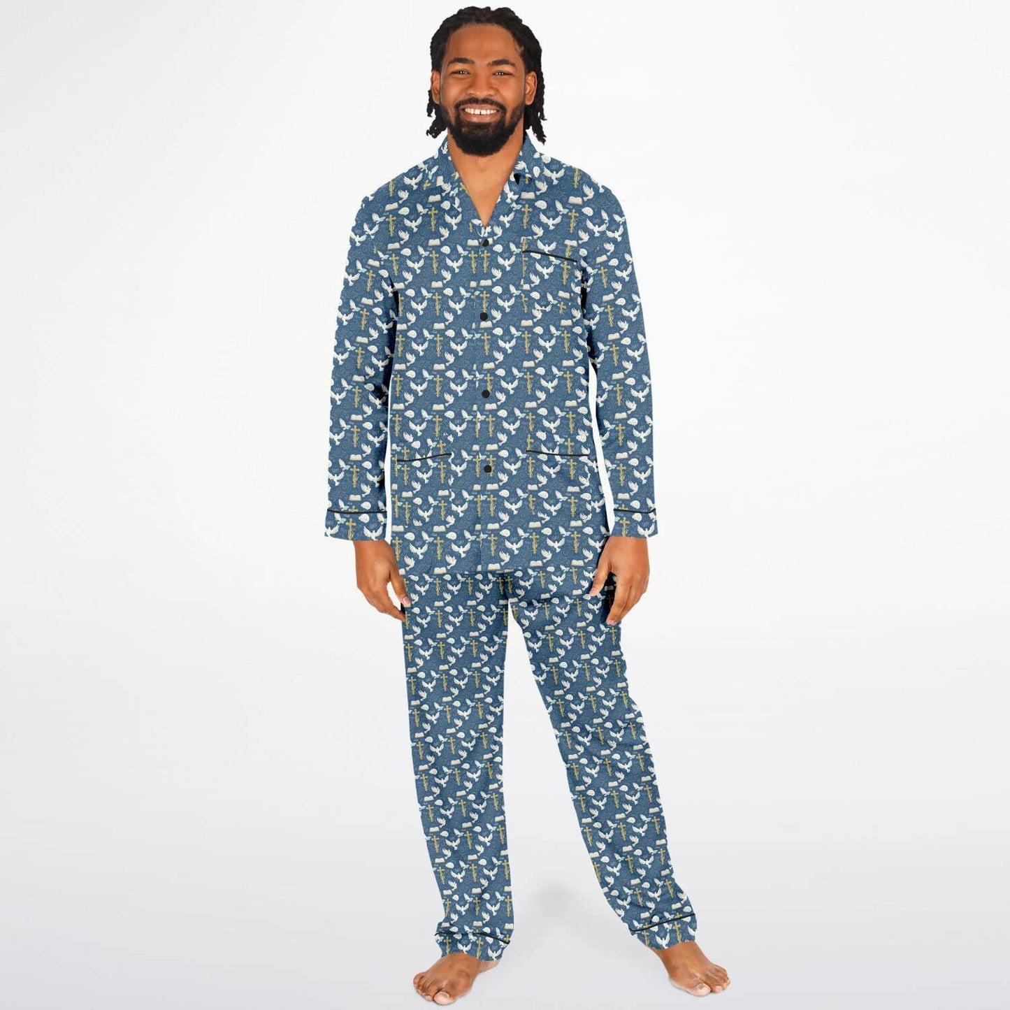 Men's Satin Pajamas - AOP