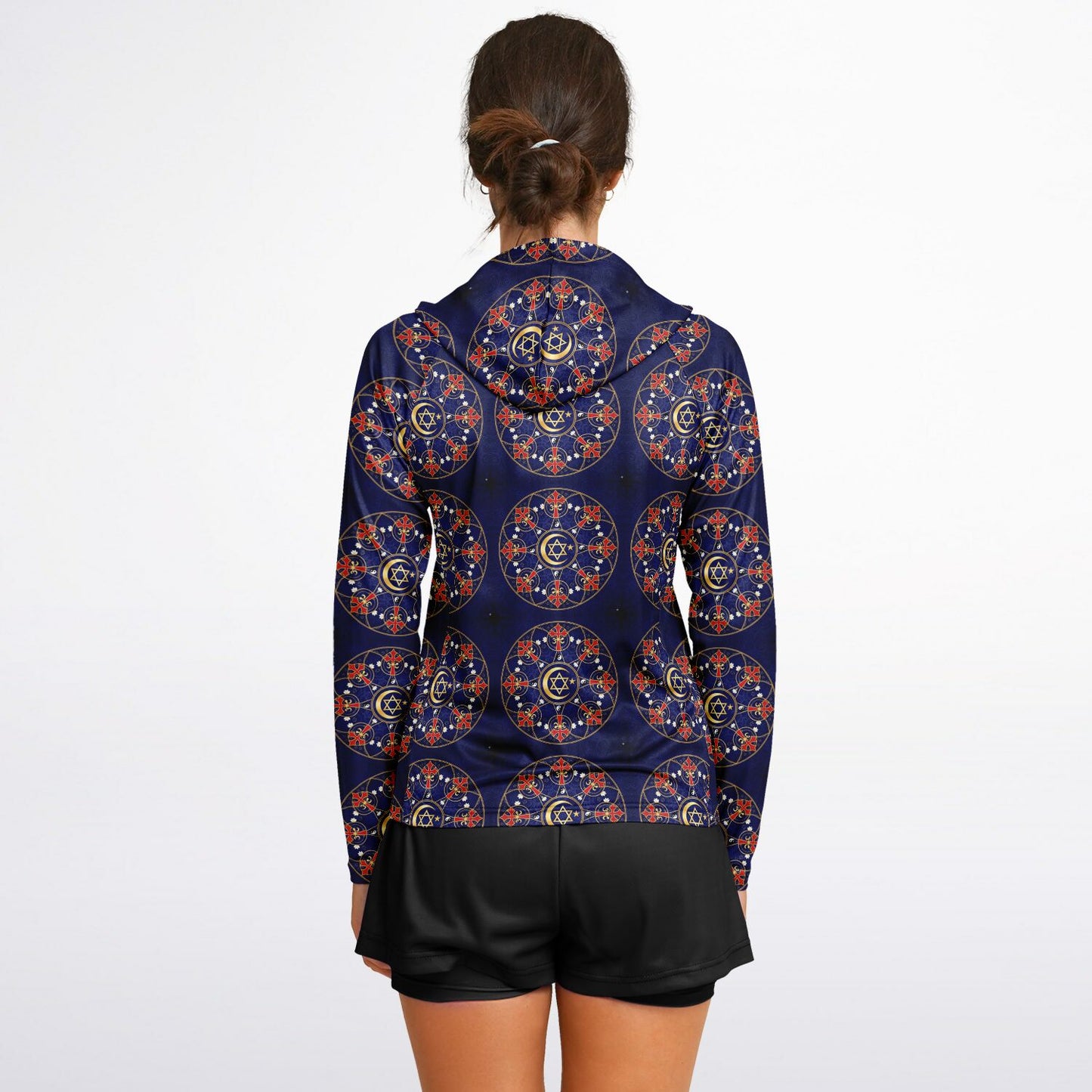 Women's Long Sleeve Hooded Performance Shirt - AOP