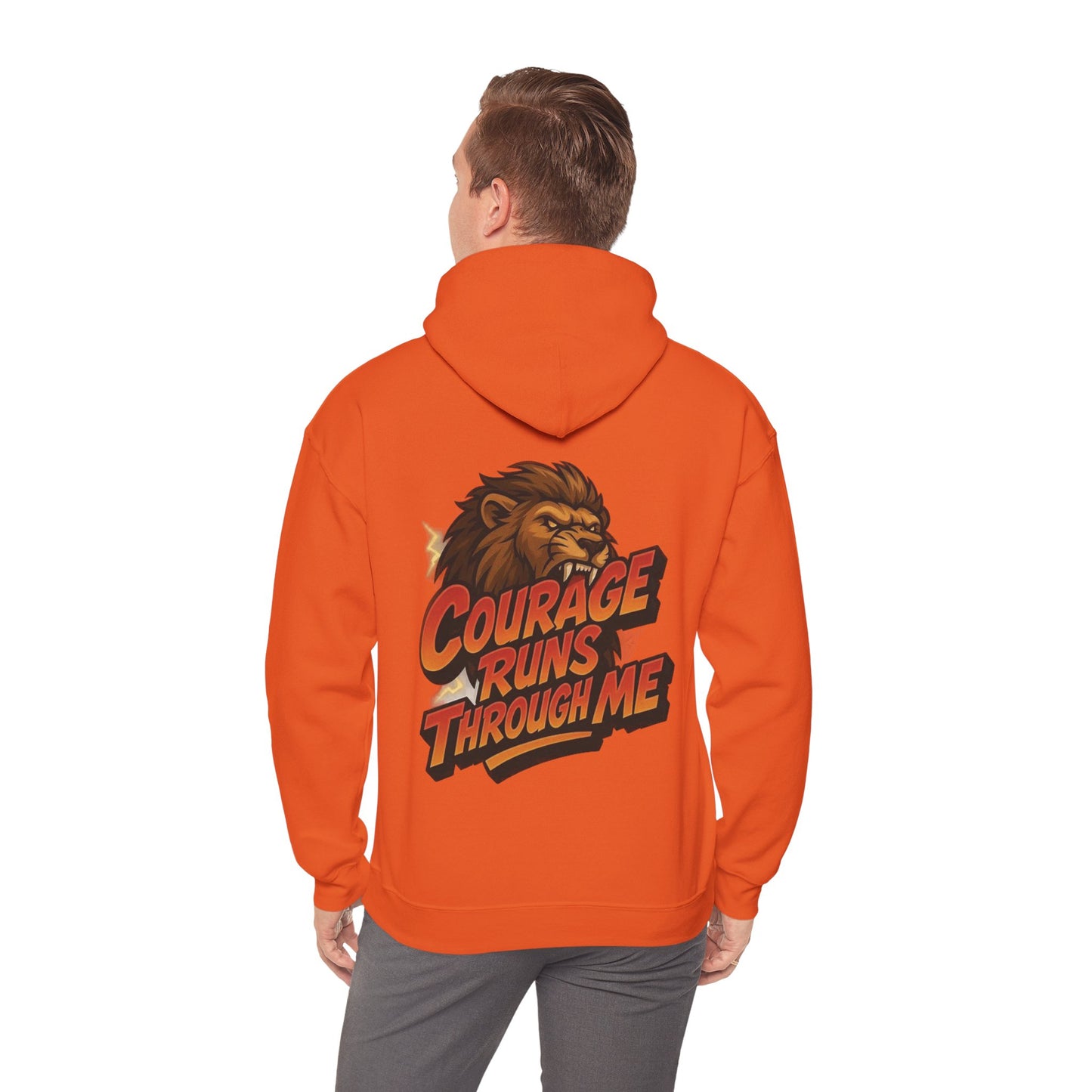 Courage Runs Through Me Hoodie - Unisex Heavy Blend Sweatshirt, Cozy Gift for Motivational Living, Perfect for Workout.