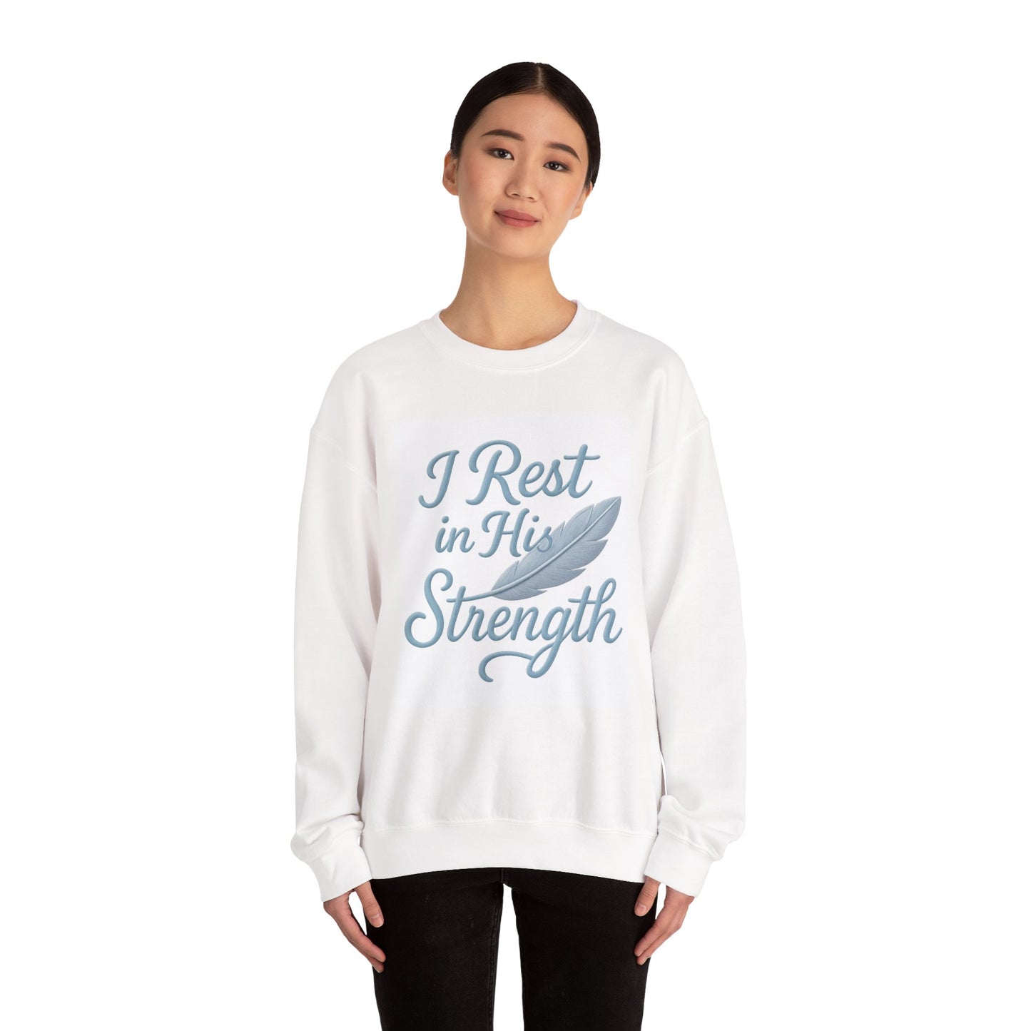 Inspirational Strength Crewneck Sweatshirt, Gift for Him, Motivational Apparel, Cozy Sweater for Faith, Relaxed Comfort Wear