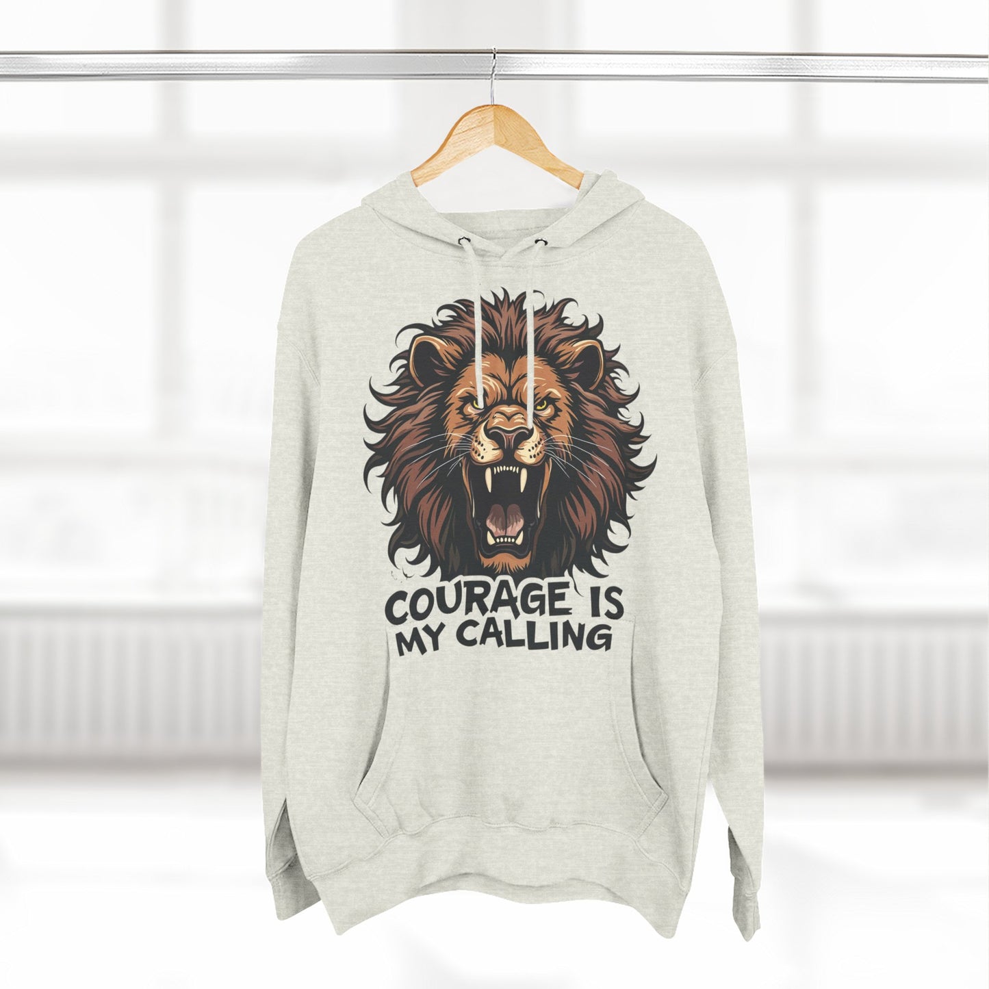 Courageous Lion Fleece Hoodie - Motivational Sweatshirt, Gift for Lion Lovers, Powerful Statement Wear, Casual Everyday Hoodie .