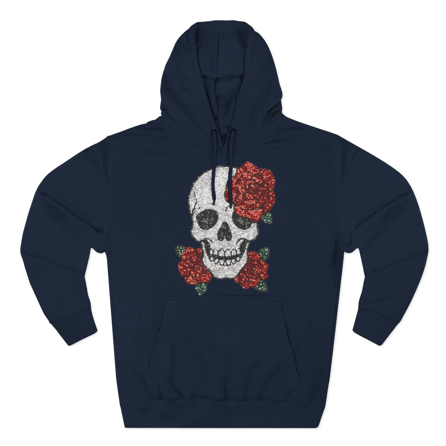 Skull and Roses Fleece Hoodie - Cozy Halloween Sweatshirt, Gothic Hoodie, Unisex Gift, Alternative Fashion, Casual Layering
