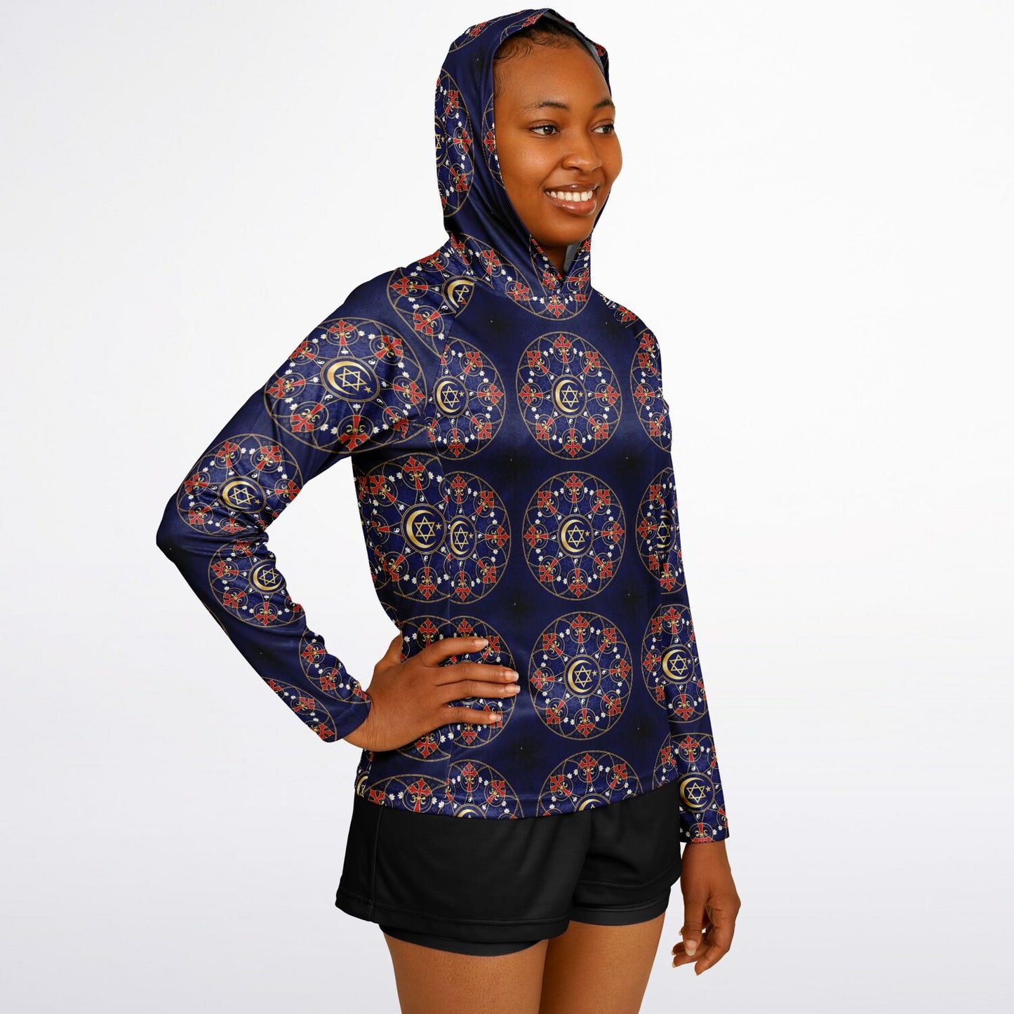 Women's Long Sleeve Hooded Performance Shirt - AOP