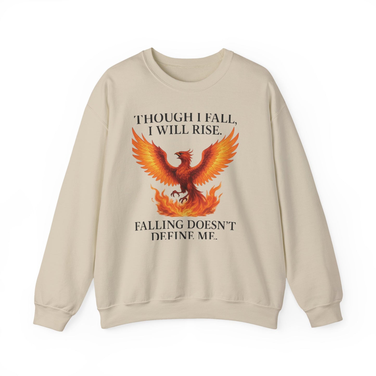 Inspirational Phoenix Crewneck Sweatshirt - Motivational Gift, Cozy Apparel, Unisex Sweatshirt, Fall & Rise Quote, Friendship Gift