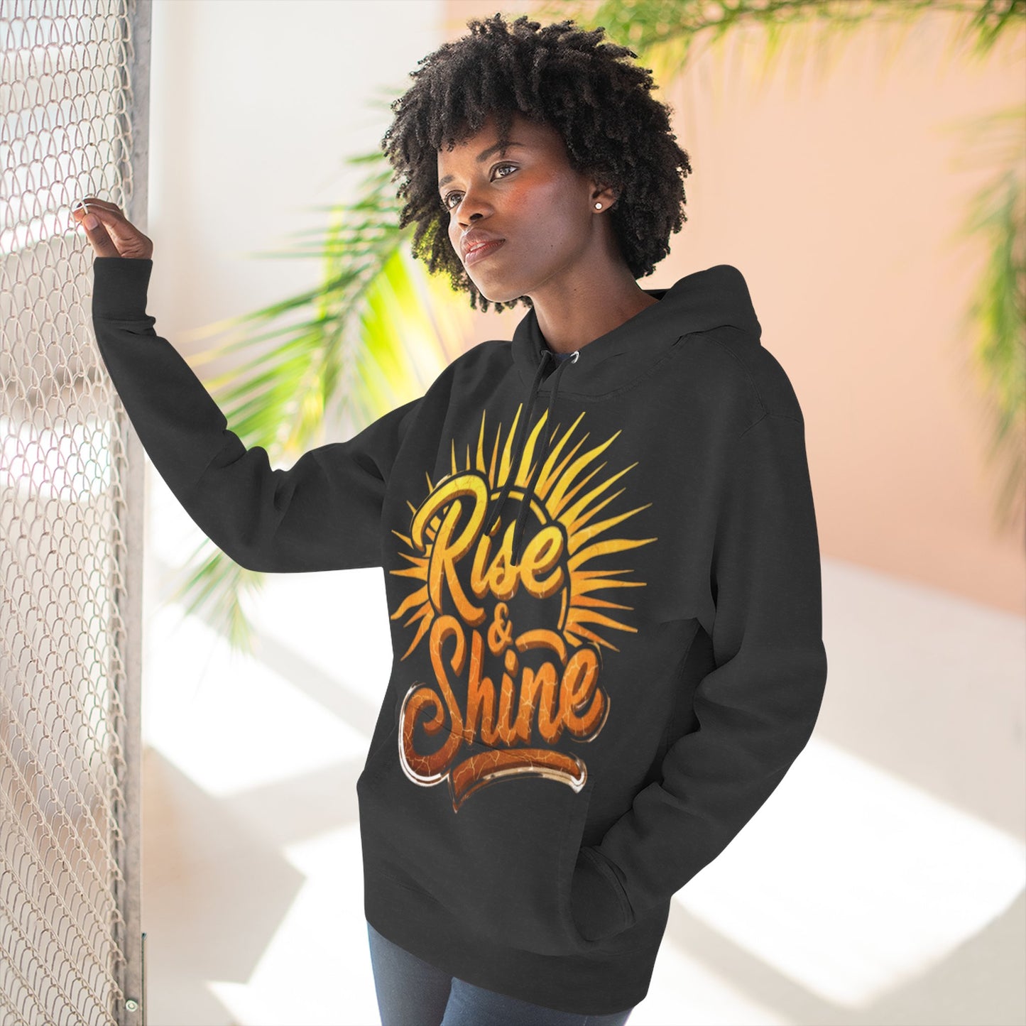 Rise & Shine Fleece Hoodie for Cozy Days, Inspirational Sweatshirt, Perfect Gift for Friends, Casual Wear, Comfort in Style