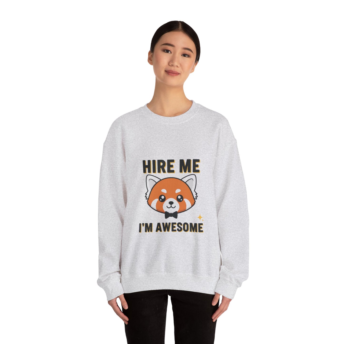 Awesome Hire Me Crewneck Sweatshirt, Funny Job Sweatshirt, Gift for Job Seekers, Casual Wear, Unisex Sweatshirt, Cute Animal Design