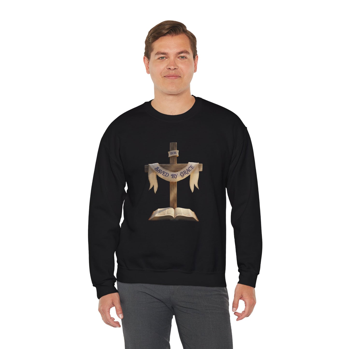 Faith-Inspired Crewneck Sweatshirt, Unisex Casual Wear, Christian Apparel, Cozy Gift for Religious Occasions, Scripture Design