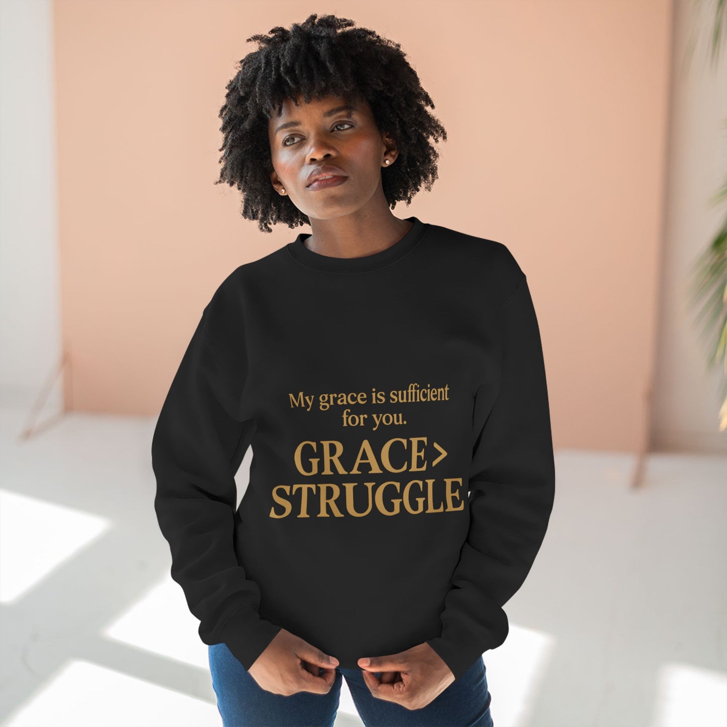 Unisex Crewneck Sweatshirt - Grace Over Struggle - Inspirational Sweatshirt, Everyday Wear, Cozy Gift, Motivational Apparel, [...]