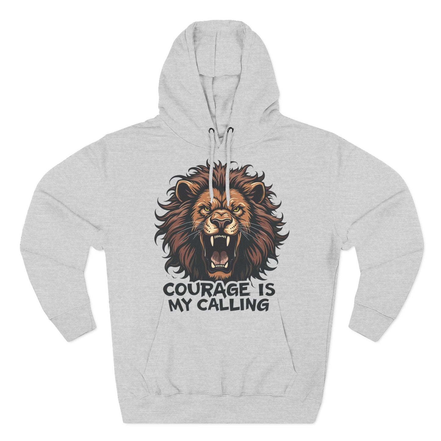 Courageous Lion Fleece Hoodie - Motivational Sweatshirt, Gift for Lion Lovers, Powerful Statement Wear, Casual Everyday Hoodie .