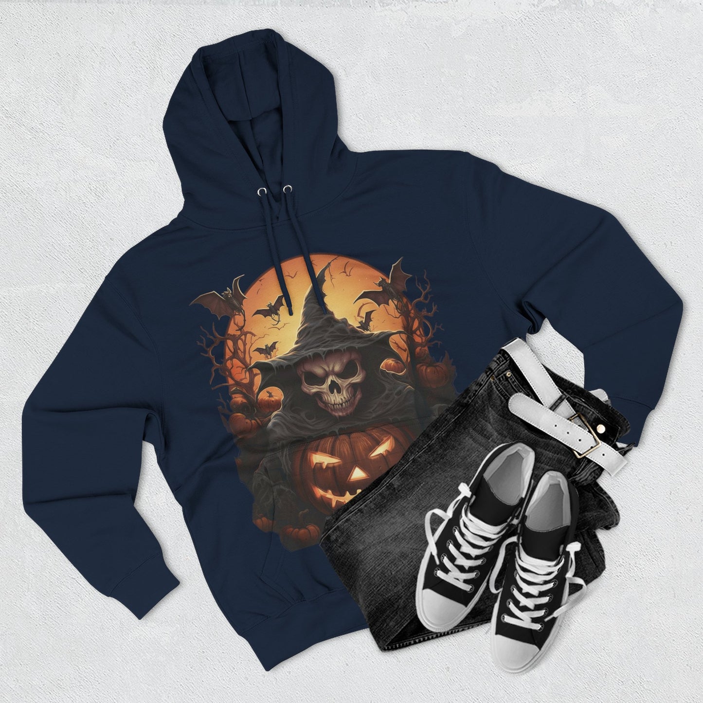 Spooky Halloween Hoodie, Fleece Sweatshirt for Fall, Cozy Witch Design, Pumpkin Decor, Unisex Gift for Halloween Lovers