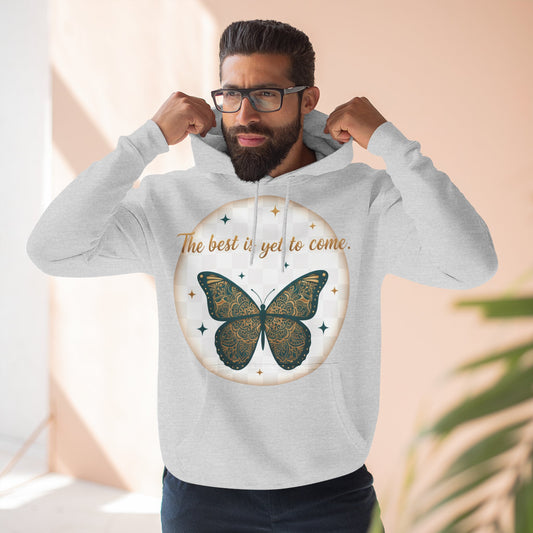 Inspirational Butterflies Fleece Hoodie, Cozy Gift for Her, Motivational Pullover, Thoughtful Present, Casual Everyday Wear