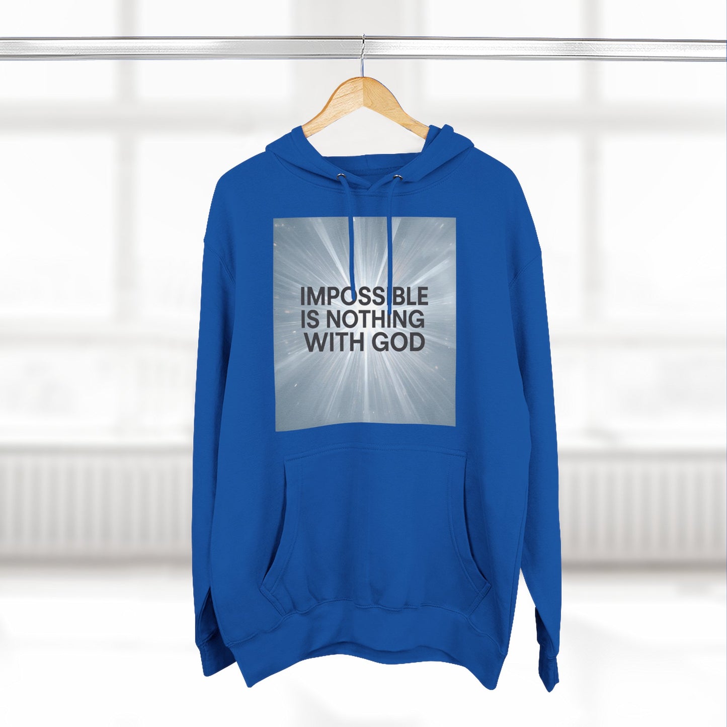 Inspirational Fleece Hoodie - Impossible is Nothing with God, Cozy Sweatshirt for Faith, Spirituality, Gift for Religious Friends.