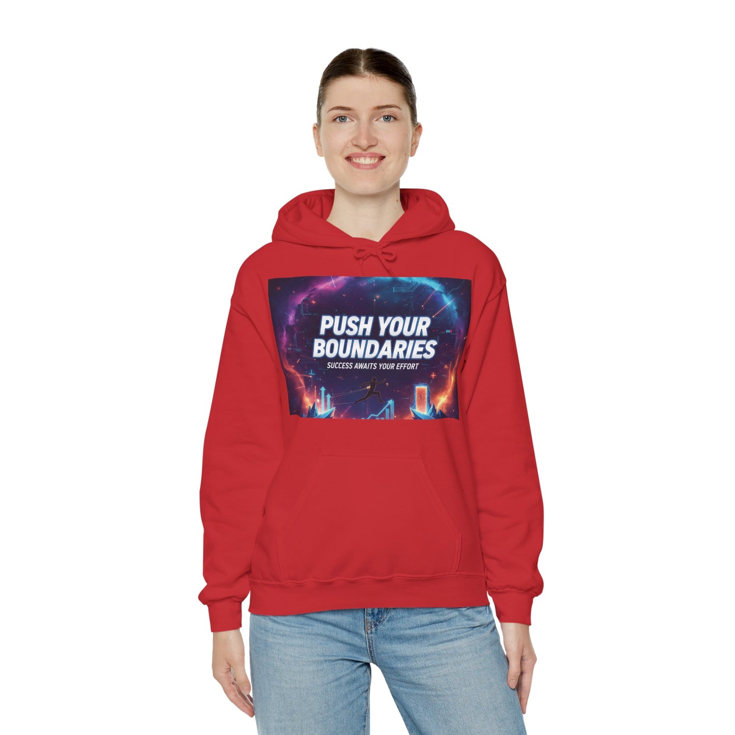 Motivational Graphic Hoodie, Push Your Boundaries Sweatshirt, Gift for Entrepreneurs, Cozy Layer for Success, Inspirational Apparel