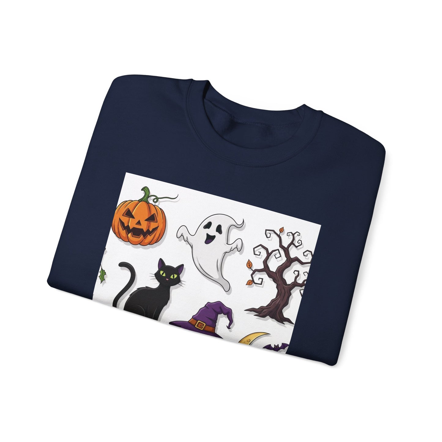 Halloween Spirit Crewneck Sweatshirt - Unisex, Cozy Halloween Gift, Fall Apparel, Spooky Season Sweater, Ghost & Pumpkin Sweatshirt