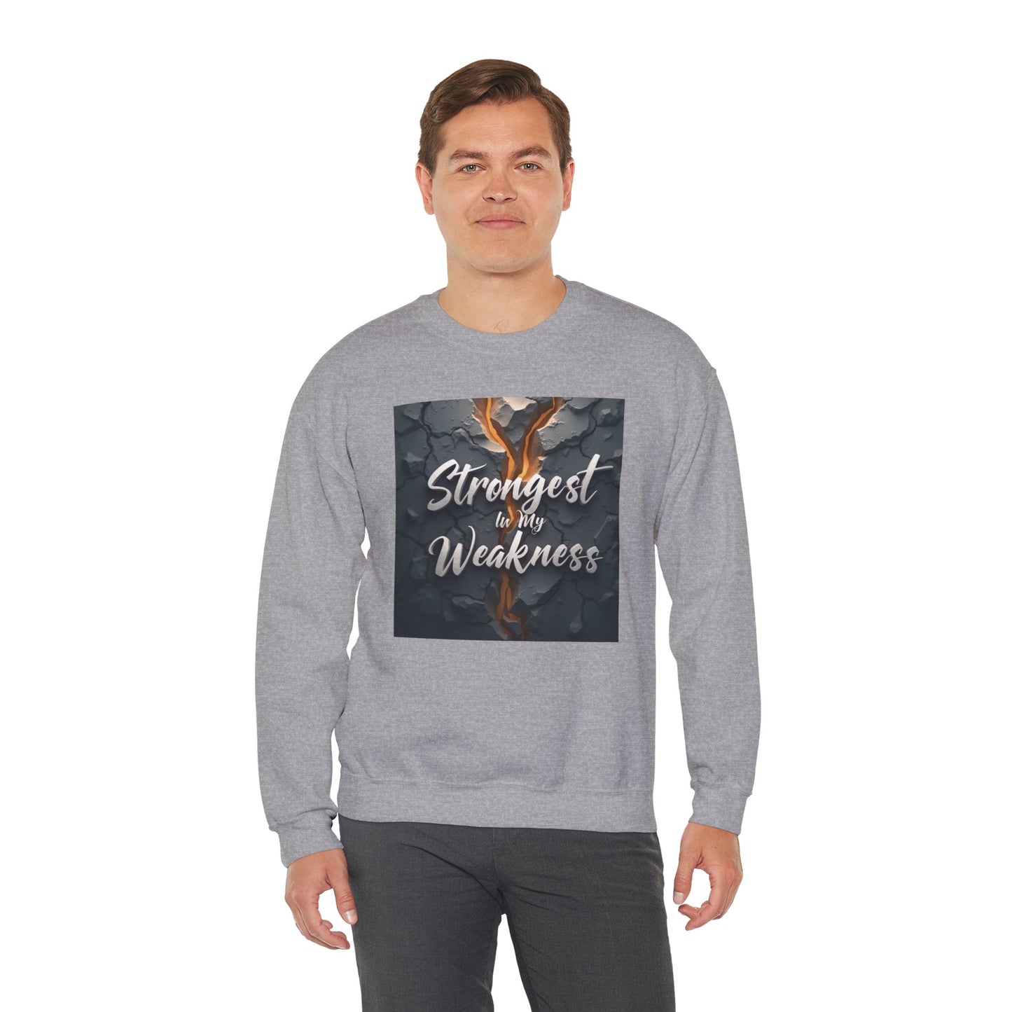 Strongest in My Weakness Sweatshirt | Cozy Unisex Crewneck | Inspirational Gift for Friends, Self-Care, Motivational Wear, Warm Layer