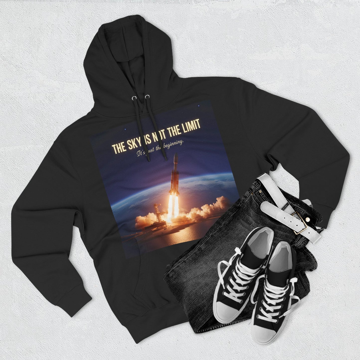 Inspirational Space Hoodie for Dreamers, The Sky is Not the Limit Sweatshirt, Motivational Gift, Cozy Fleece Pullover, Astronomy Lover