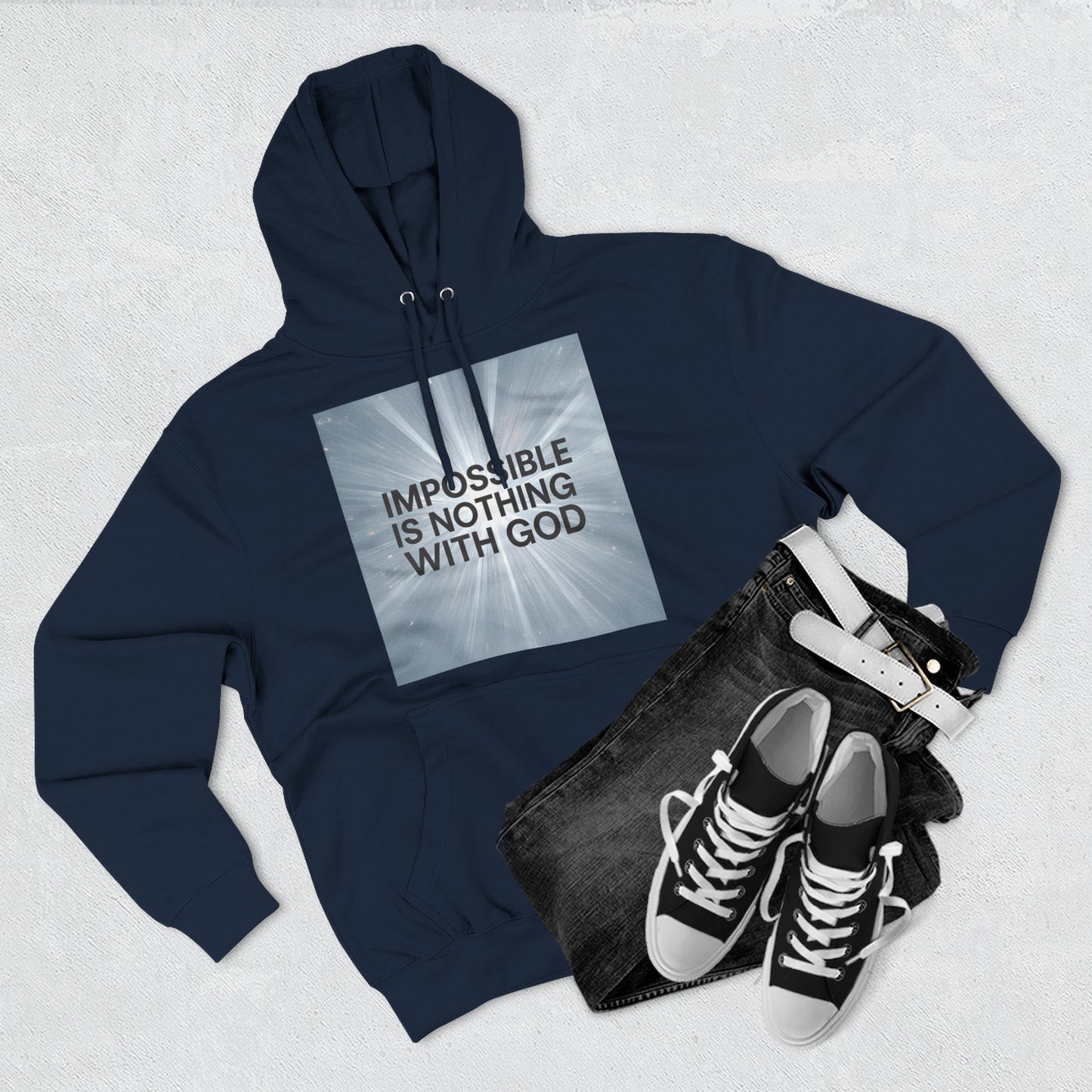 Inspirational Fleece Hoodie - Impossible is Nothing with God, Cozy Sweatshirt for Faith, Spirituality, Gift for Religious Friends.