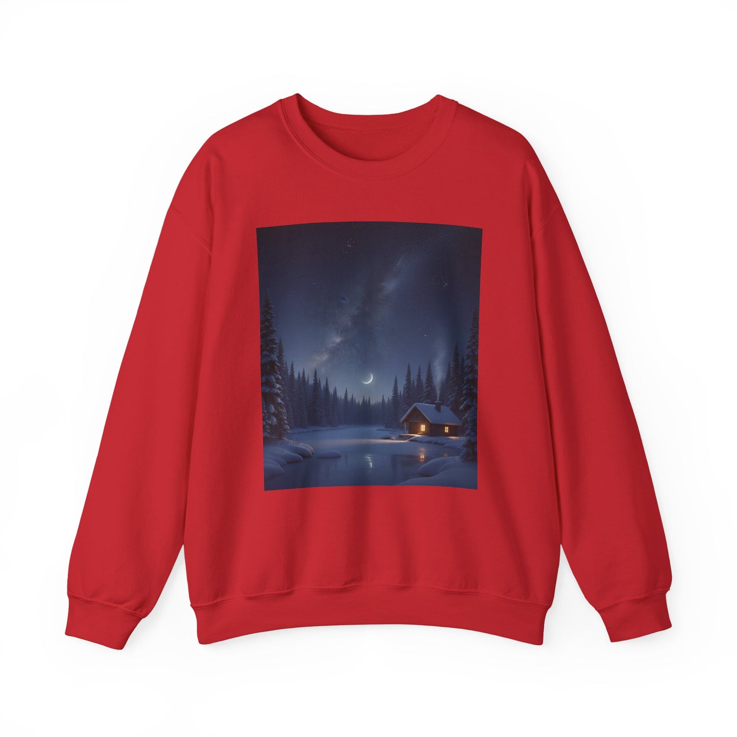 Cozy Cabin Night Sweatshirt | Unisex Heavy Blend Crewneck | Winter Apparel, Nature Lover Gift, Cozy Outfit, Gift for Him/Her