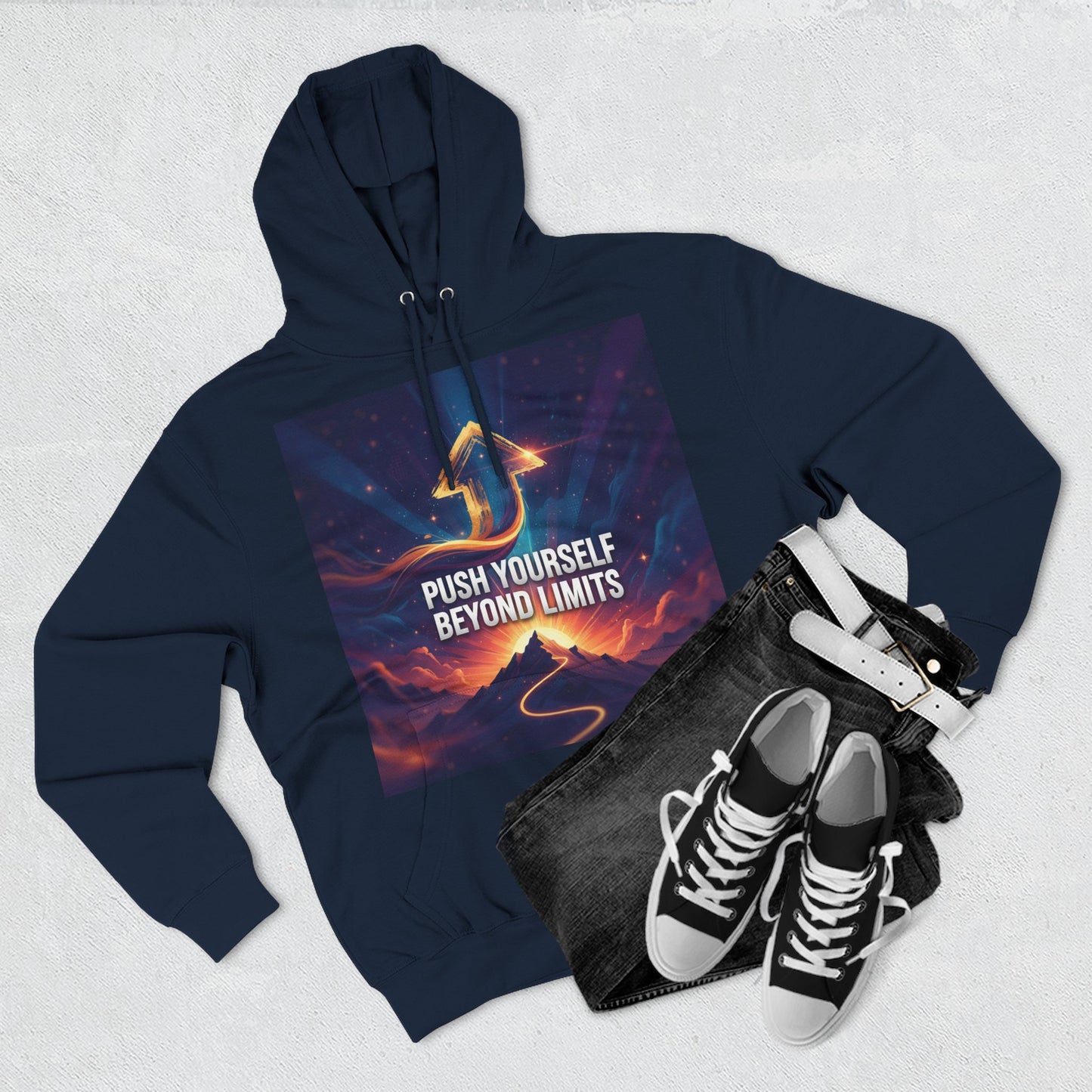 Inspirational Fleece Hoodie - Push Yourself Beyond Limits, Cozy Sweatshirt, Motivational Apparel, Gift for Dreamers, Casual Wear