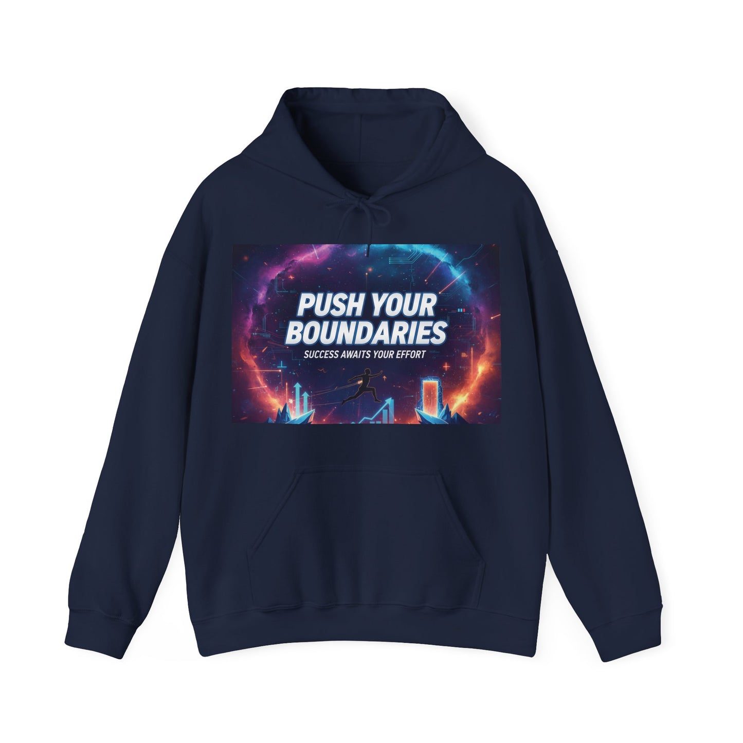 Motivational Graphic Hoodie, Push Your Boundaries Sweatshirt, Gift for Entrepreneurs, Cozy Layer for Success, Inspirational Apparel