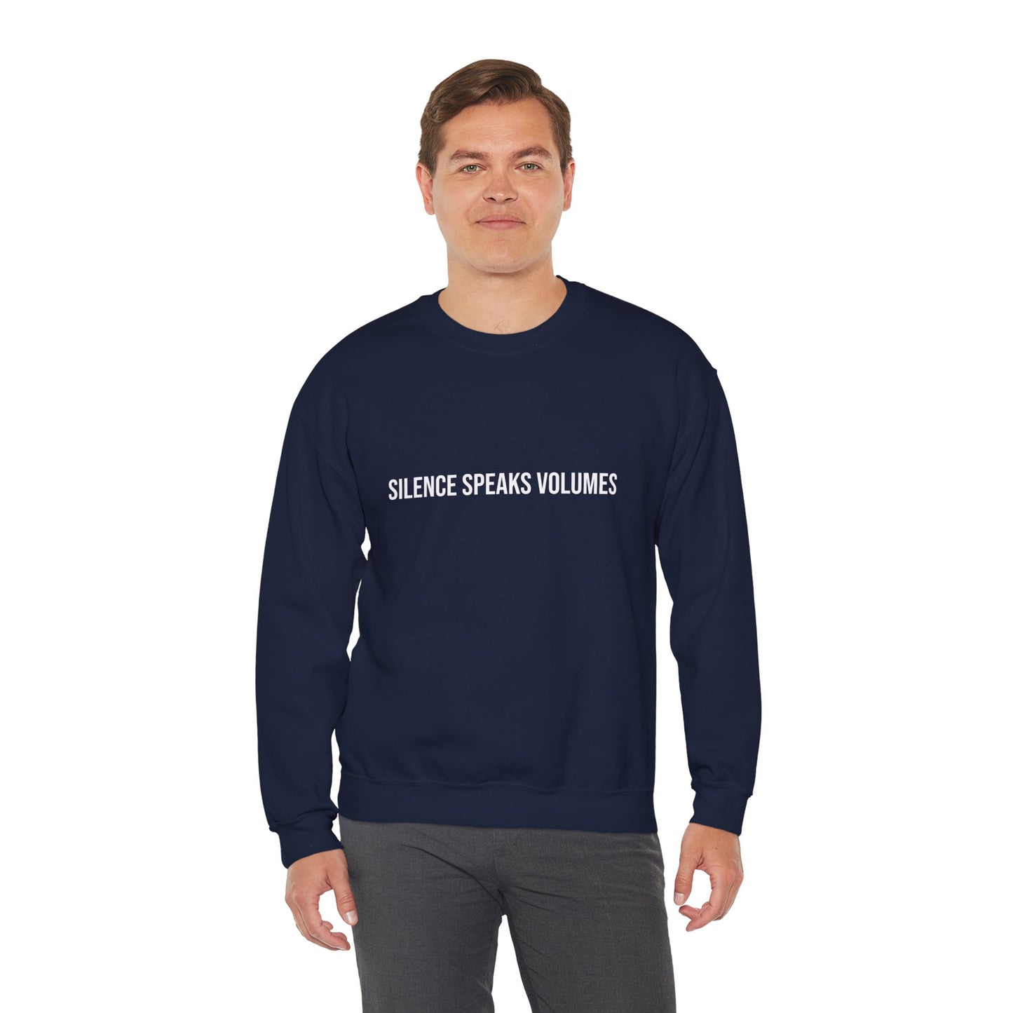 Unisex Heavy Blend™ Crewneck Sweatshirt - Silence Speaks Volumes, Cozy Casual Wear, Inspirational Gift.