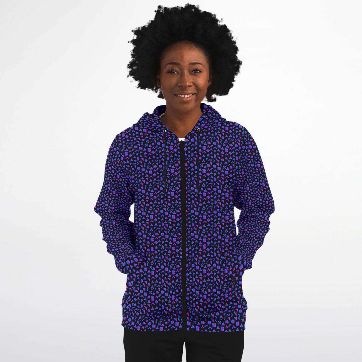 Fashion Zip-Up Hoodie - AOP