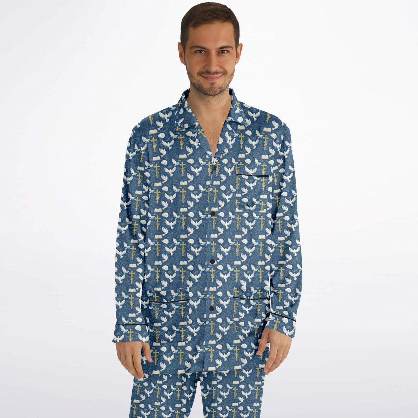 Men's Satin Pajamas - AOP