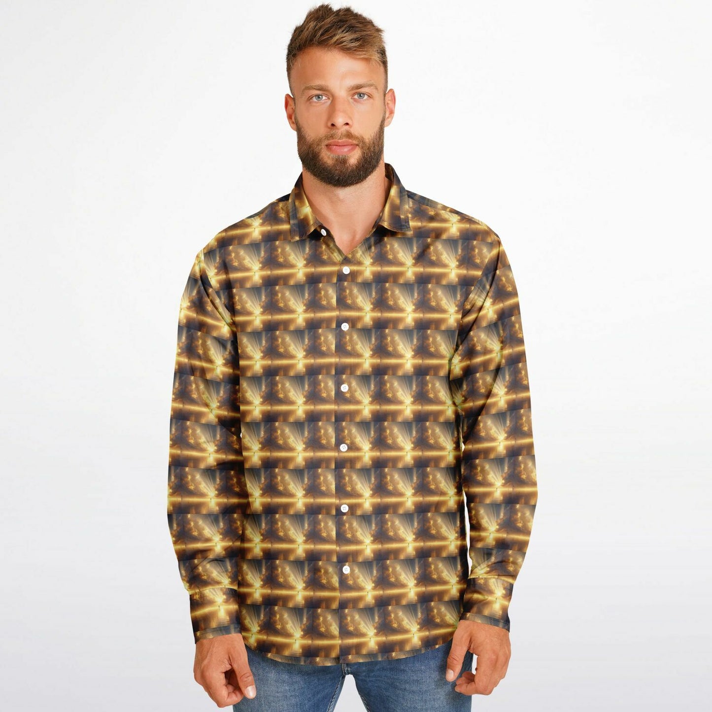 Long Sleeve Button Down Shirt - AOP