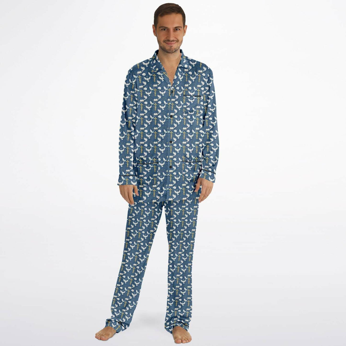 Men's Satin Pajamas - AOP