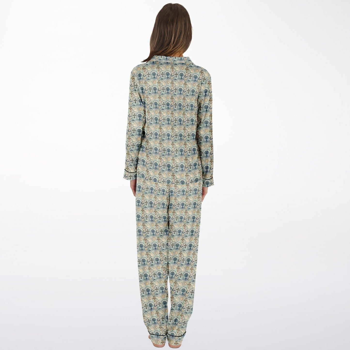 Women's Satin Pajamas - AOP