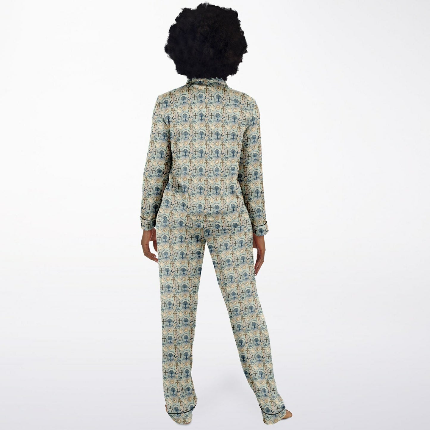 Women's Satin Pajamas - AOP