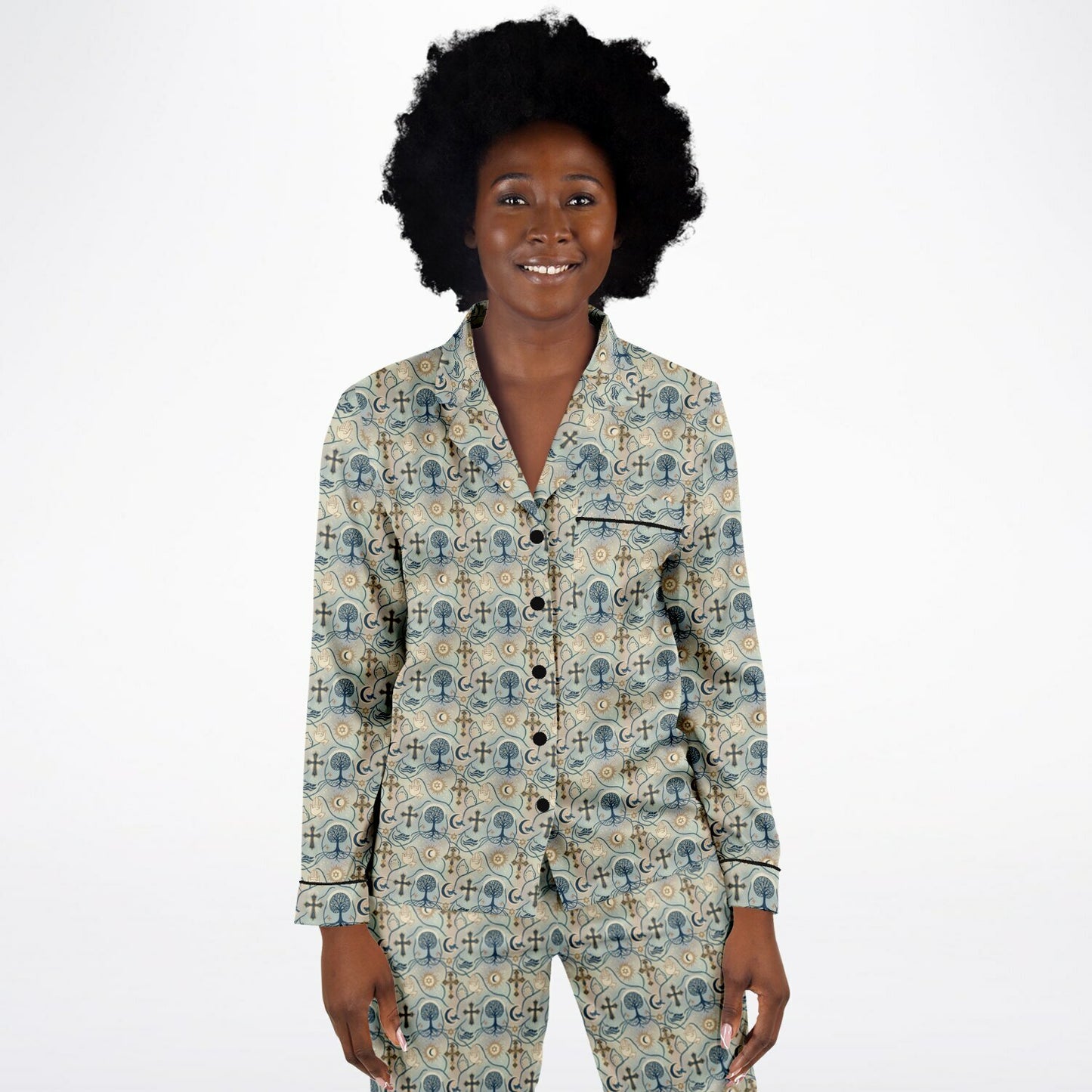 Women's Satin Pajamas - AOP