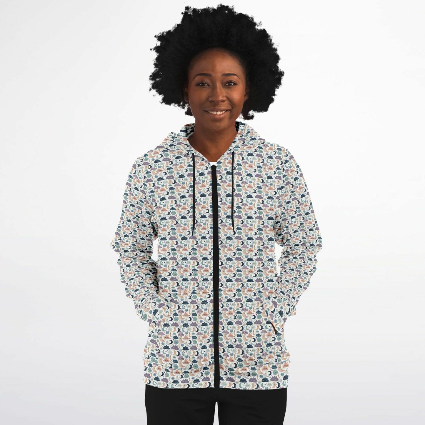 Fashion Zip-Up Hoodie - AOP