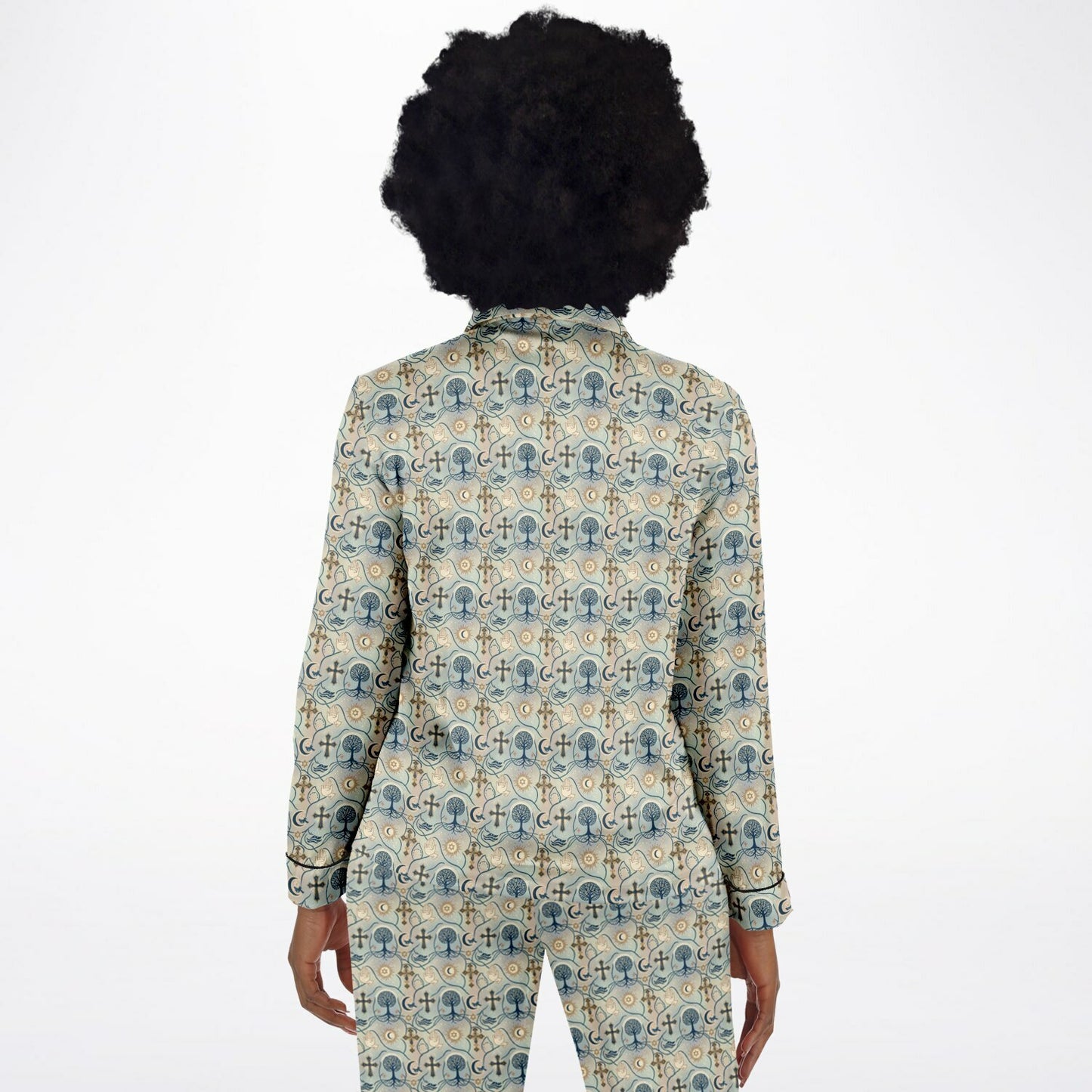 Women's Satin Pajamas - AOP