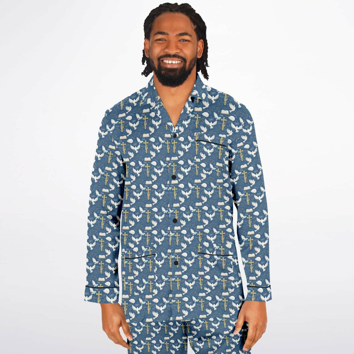 Men's Satin Pajamas - AOP