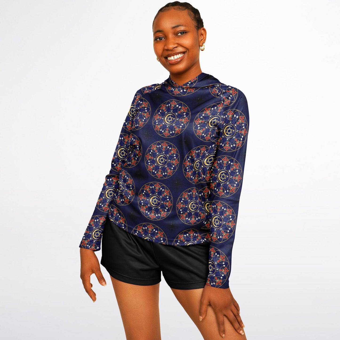 Women's Long Sleeve Hooded Performance Shirt - AOP