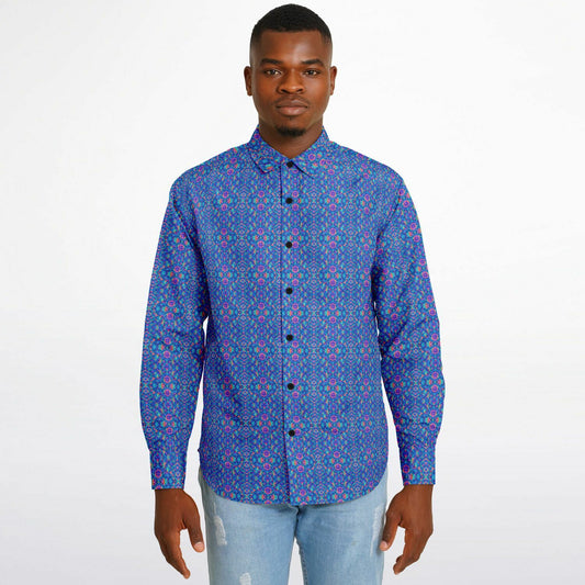 Long Sleeve Button Down Shirt - AOP